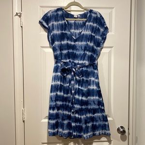 Blue and white tie dye dress